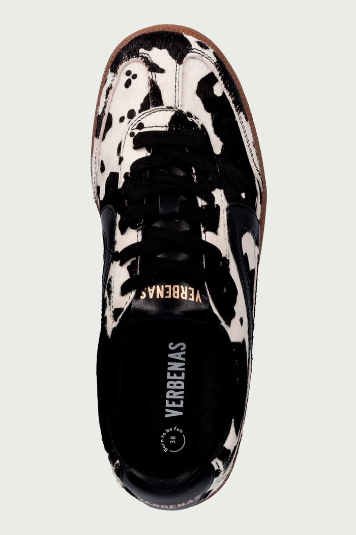 Verbenas SIMONA ANIMALIER sneakers γυναικεία δερμάτινα μπεζ 9802451188.COW.BLACK