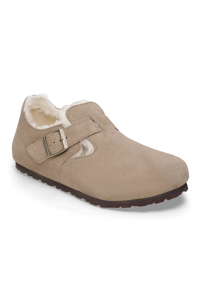 Birkenstock London Shearling LEVE półbuty damskie zamszowe 1028470 beżowy AW26