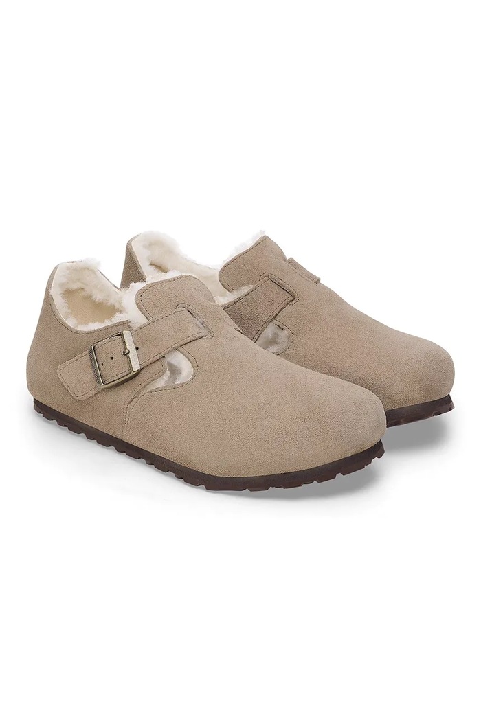 Obuwie Birkenstock London Shearling LEVE półbuty damskie zamszowe 1028470 beżowy