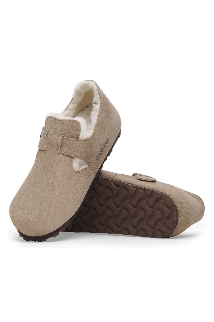 Birkenstock London Shearling LEVE półbuty damskie zamszowe beżowy 1028470