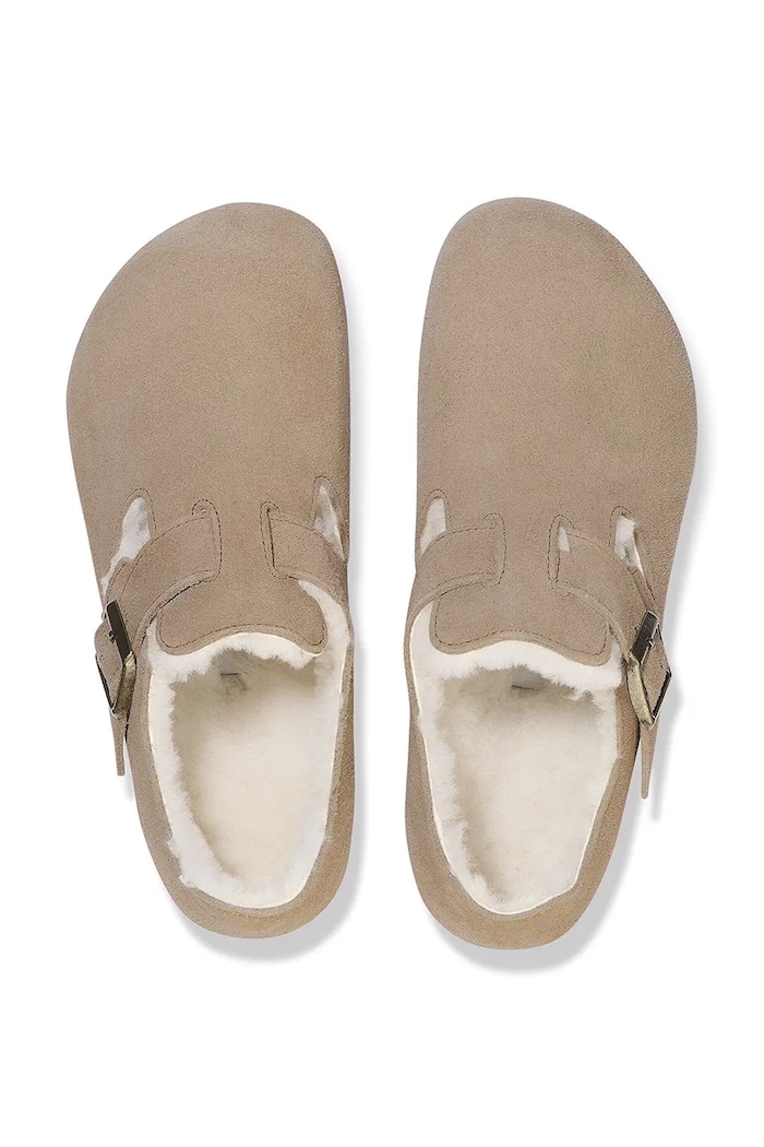 Birkenstock London Shearling LEVE półbuty damskie zamszowe 1028470 beżowy