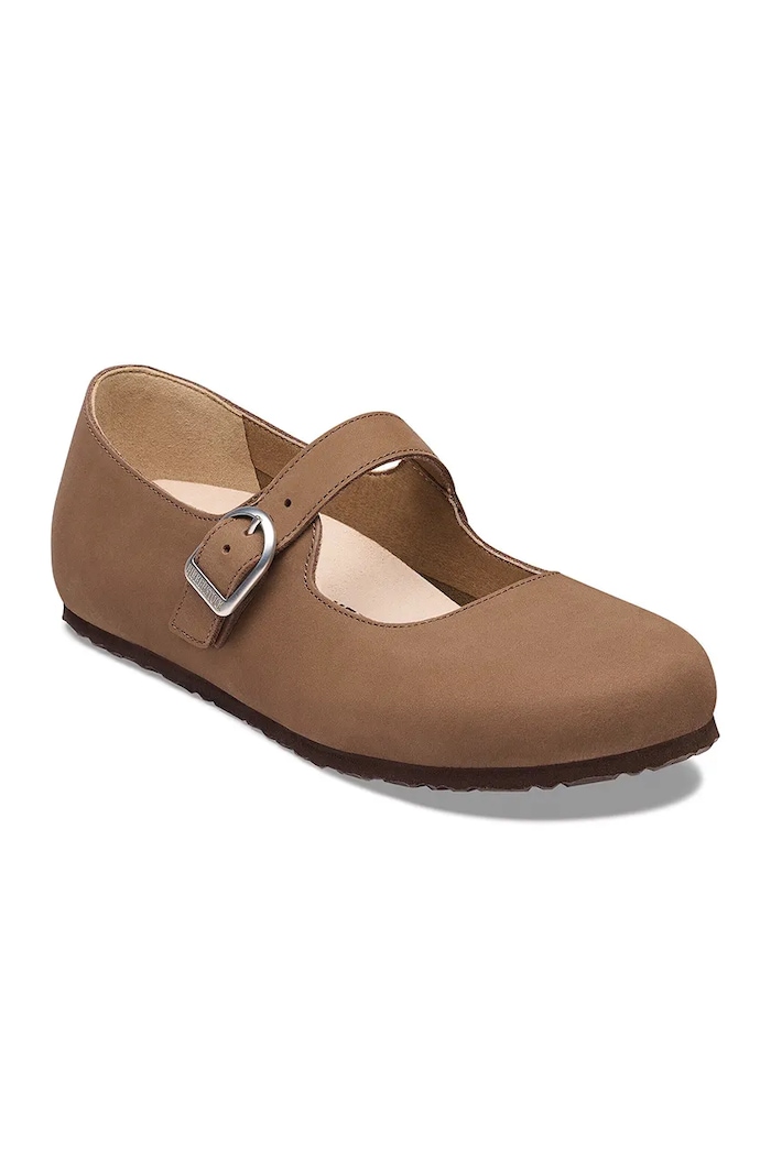 Birkenstock Santa Clarita LENB baleriny nubukowe 1032731 brązowy AW26