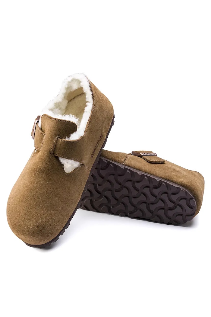 Birkenstock London Shearling LEVE półbuty damskie zamszowe brązowy 1014963