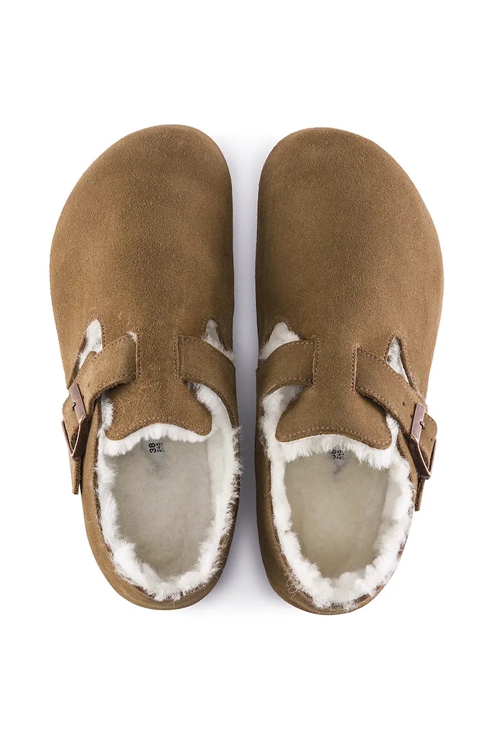Birkenstock London Shearling LEVE półbuty damskie zamszowe 1014963 brązowy