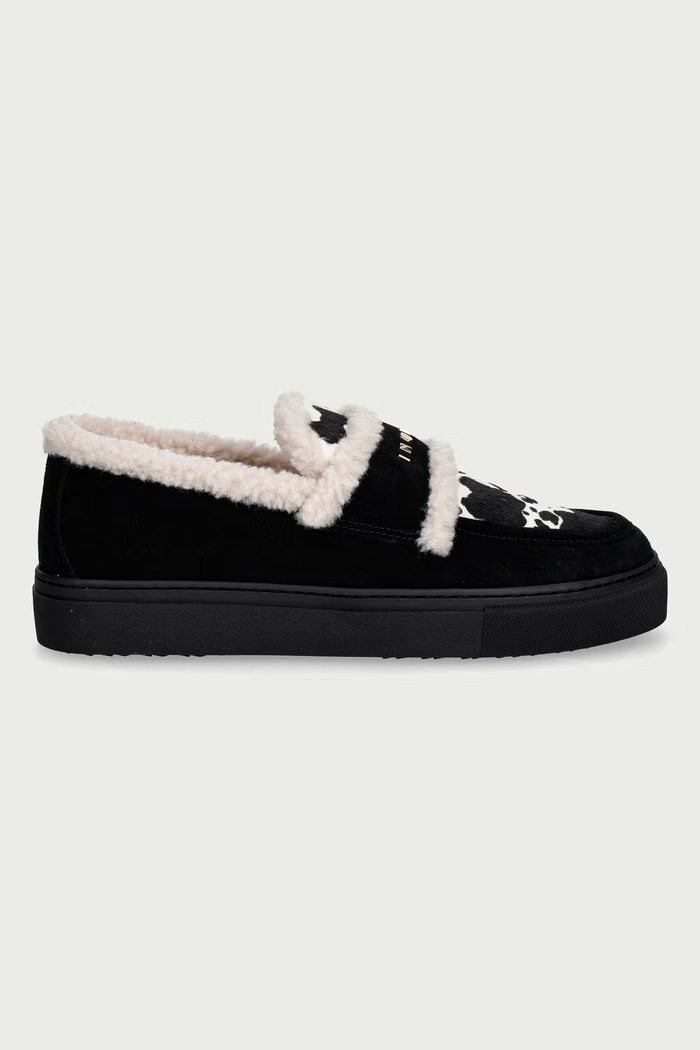 Inuikii mokasyny damskie skórzane Shearling Print 1006.003.0031.000 czarny AW26