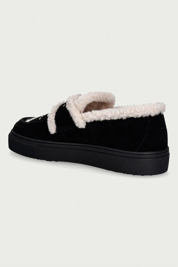 Obuwie Inuikii mokasyny damskie skórzane Shearling Print 1006.003.0031.000 czarny