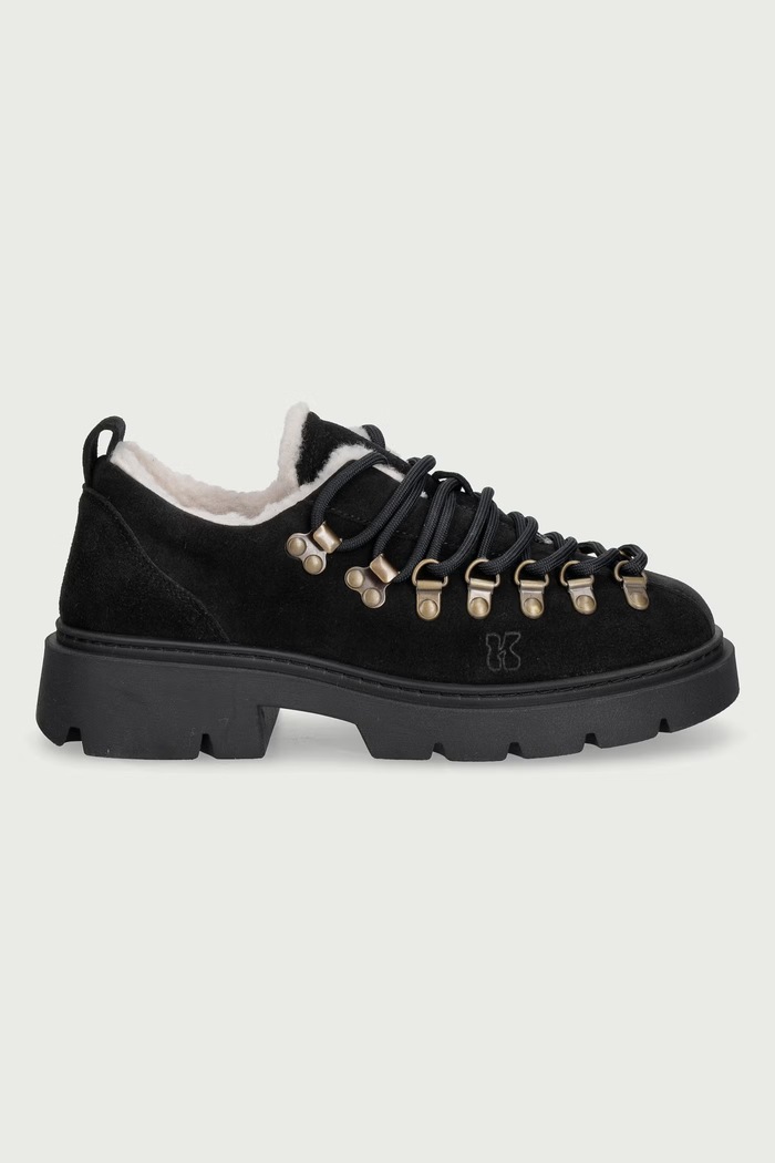 Inuikii Półbuty damskie zamszowe Echo Low 1002.011.0011.000 czarny AW26