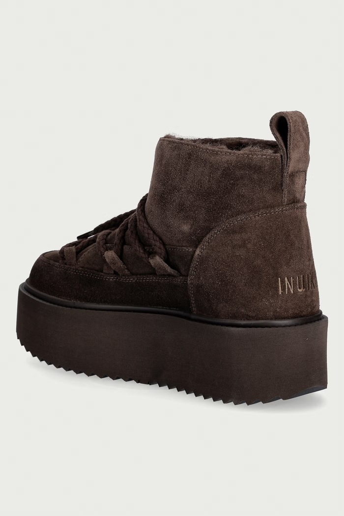Obuwie Inuikii Classic Low Platform śniegowce damskie zamszowe 1001.006.0012.152 brązowy