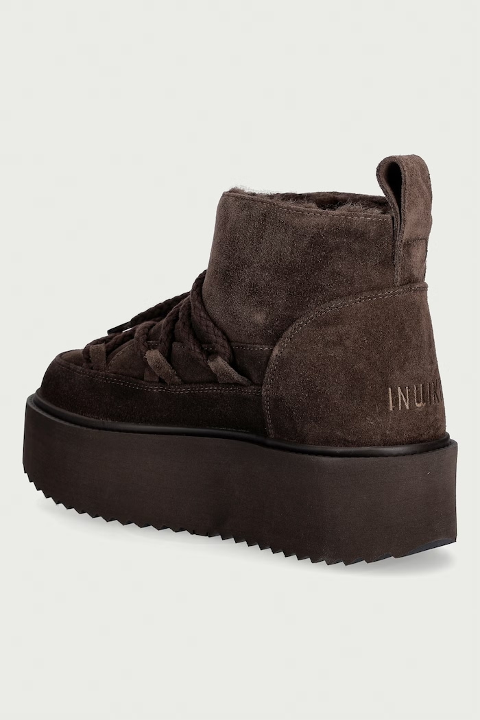 Obuwie Inuikii Classic Low Platform śniegowce damskie zamszowe 1001.006.0012.152 brązowy