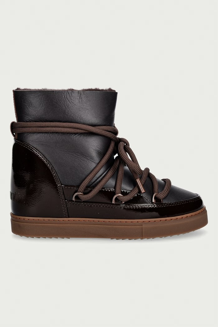 Inuikii Gloss Wedge śniegowce damskie skórzane 1001.004.0052.150 brązowy AW26
