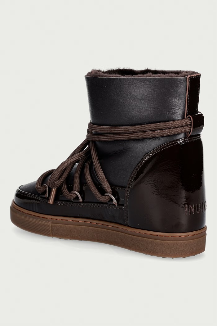 Obuwie Inuikii Gloss Wedge śniegowce damskie skórzane 1001.004.0052.150 brązowy