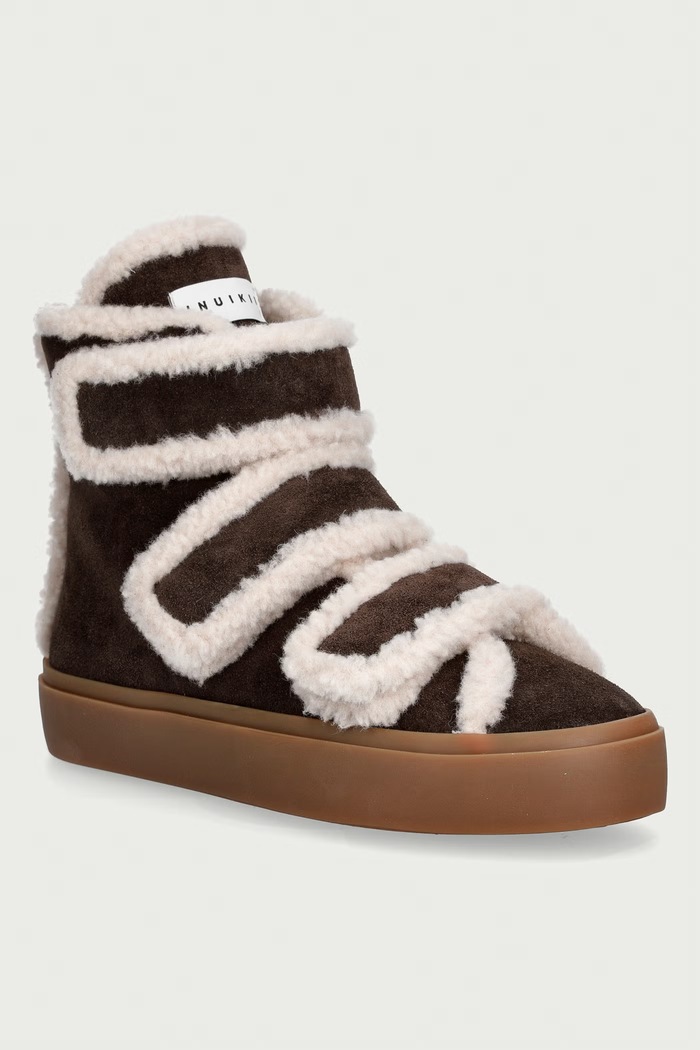 Inuikii botki damskie zamszowe Shearling Velcro High brązowy 1001.002.0161.152