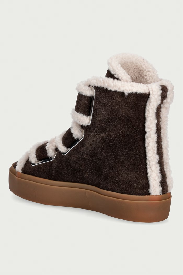 Obuwie Inuikii botki damskie zamszowe Shearling Velcro High 1001.002.0161.152 brązowy