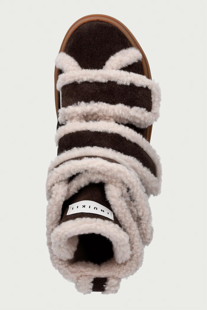 Inuikii botki damskie zamszowe Shearling Velcro High brązowy 1001.002.0161.152
