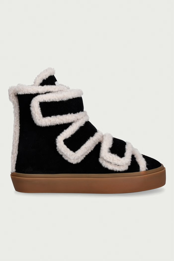 Inuikii Shearling Velcro High sneakersy damskie zamszowe 1001.002.0161.000 czarny AW26