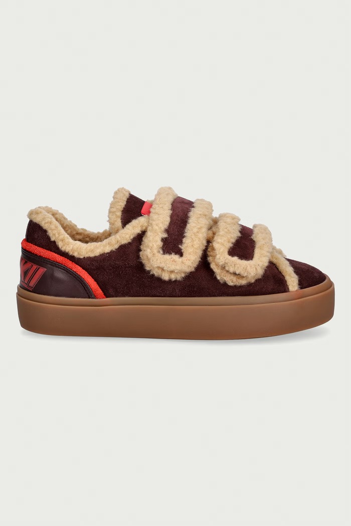 Inuikii Lila Shearling Low Velcro sneakersy damskie zamszowe 1001.001.0561.518 bordowy AW26