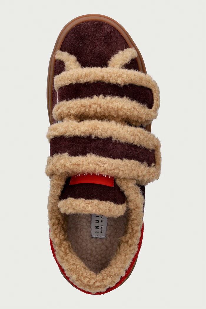 Inuikii Lila Shearling Low Velcro sneakersy damskie zamszowe bordowy 1001.001.0561.518