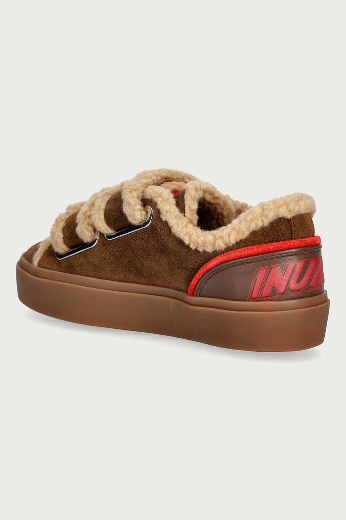Obuwie Inuikii Lila Shearling Low Velcro sneakersy damskie zamszowe 1001.001.0561.150 brązowy