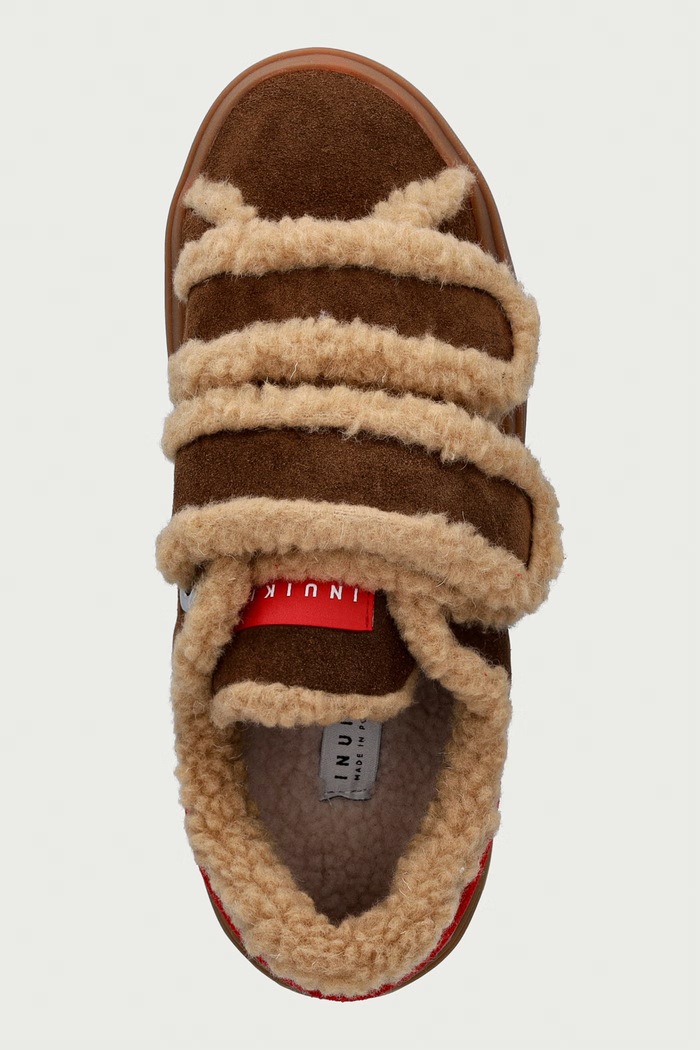 Inuikii Lila Shearling Low Velcro sneakersy damskie zamszowe brązowy 1001.001.0561.150