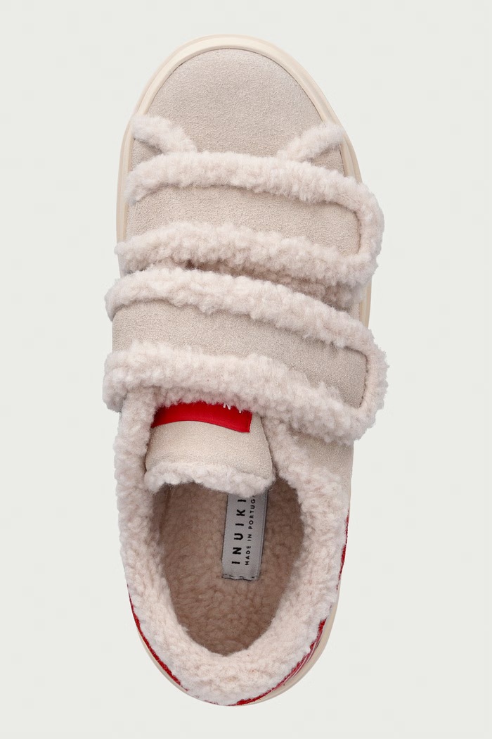 Inuikii Lila Shearling Low Velcro sneakersy damskie zamszowe beżowy 1001.001.0561.113