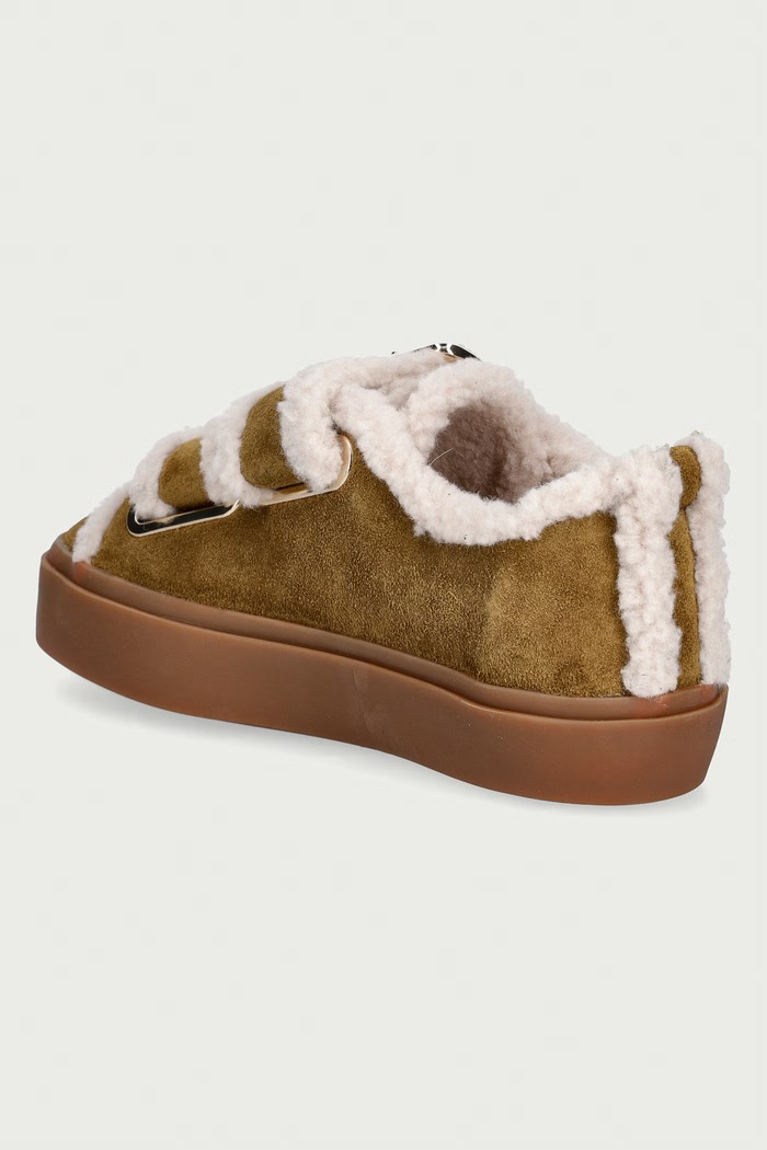 Obuwie Inuikii Shearling Low Velcro Buckle sneakersy damskie zamszowe 1001.001.0551.357 zielony