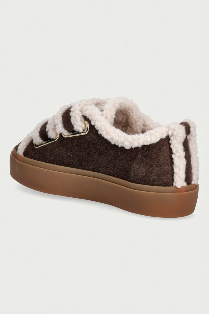 Obuwie Inuikii Shearling Low Velcro Buckle sneakersy damskie zamszowe 1001.001.0551.152 brązowy