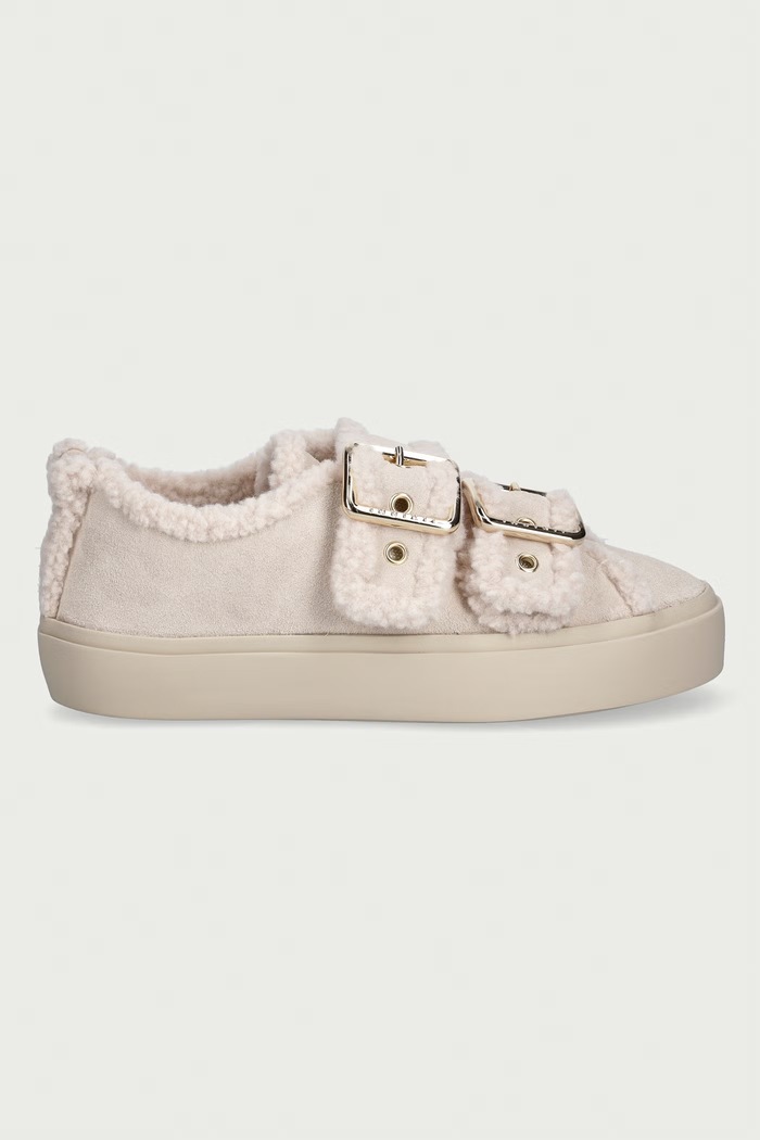Inuikii Shearling Low Velcro Buckle sneakersy damskie zamszowe 1001.001.0551.113 beżowy AW26