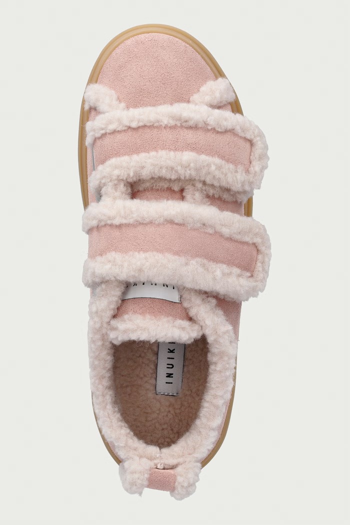 Inuikii Shearling Low Velcro Pastelle sneakersy damskie zamszowe różowy 1001.001.0541.601