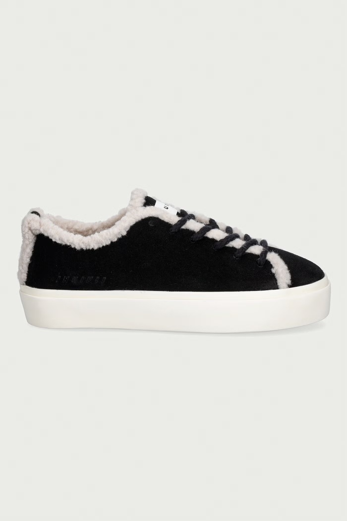 Inuikii Shearling Low sneakersy damskie zamszowe 1001.001.0242.000 czarny AW26