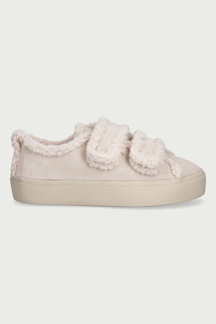Inuikii Shearling Low Velcro Pastelle sneakersy damskie zamszowe 1001.001.0541.113 beżowy AW26