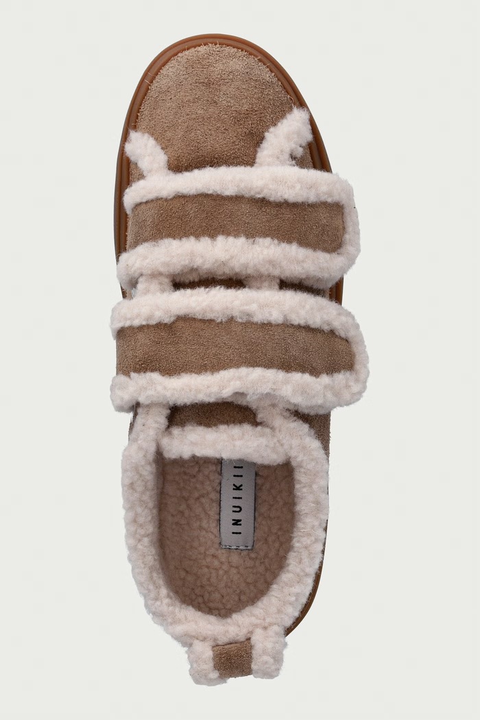 Inuikii Shearling Low Velcro sneakersy damskie zamszowe beżowy 1001.001.0231.262