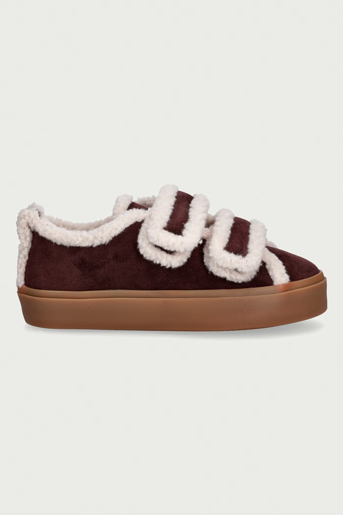 Inuikii Shearling Low Velcro sneakersy damskie zamszowe 1001.001.0231.518 bordowy AW26