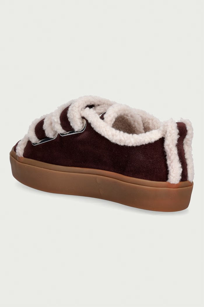 Obuwie Inuikii Shearling Low Velcro sneakersy damskie zamszowe 1001.001.0231.518 bordowy