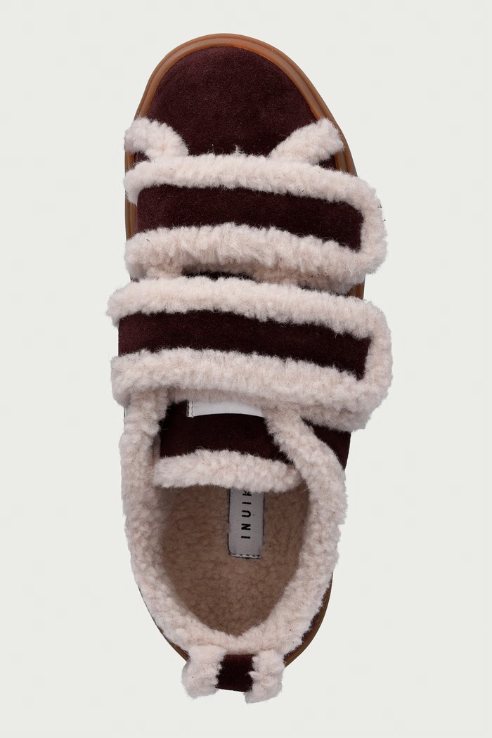 Inuikii Shearling Low Velcro sneakersy damskie zamszowe bordowy 1001.001.0231.518