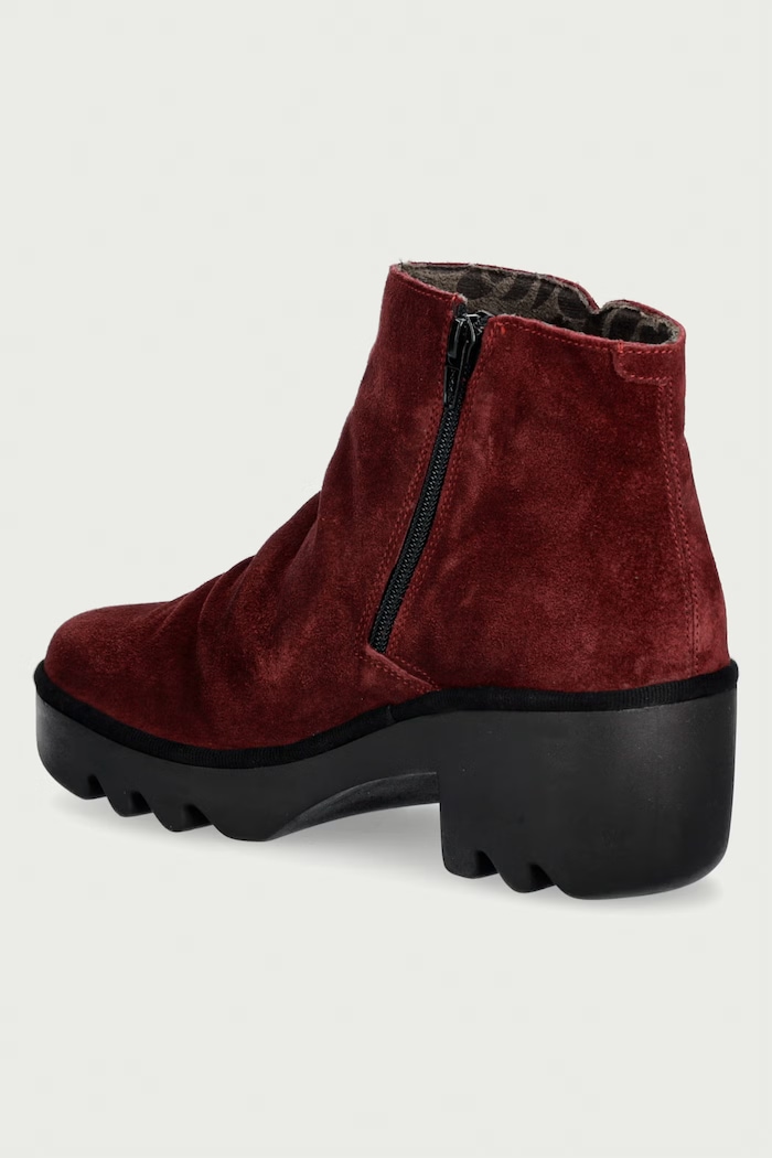 Παπούτσια Fly London Μποτάκια block heel γυναικεία σουέτ TULP592FLY P501592009 μπορντό