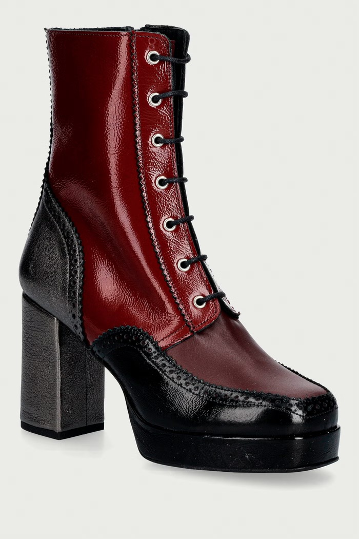 Fly London Μποτάκια block heel γυναικεία δερμάτινα ELUN563FLY μπορντό P145563000