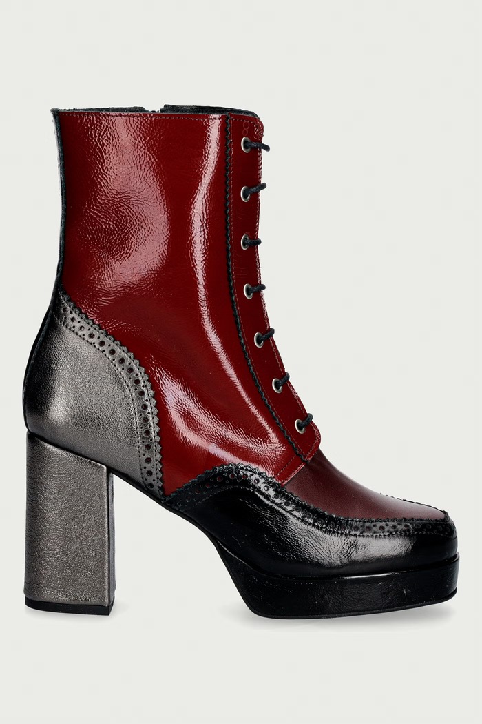 Fly London Μποτάκια block heel γυναικεία δερμάτινα ELUN563FLY P145563000 μπορντό AW26