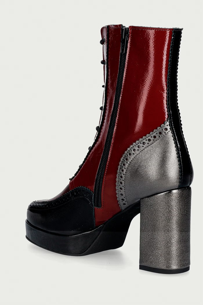Παπούτσια Fly London Μποτάκια block heel γυναικεία δερμάτινα ELUN563FLY P145563000 μπορντό