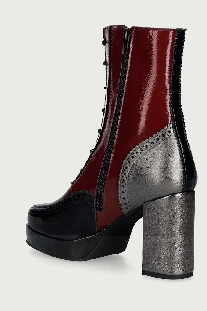 Scarpe Fly London Stivali alla caviglia su tacco basso da donna in pelle ELUN563FLY P145563000 granata