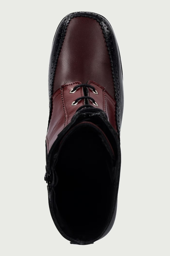 Stivali alla caviglia su tacco basso da donna in pelle ELUN563FLY Fly London P145563000 granata