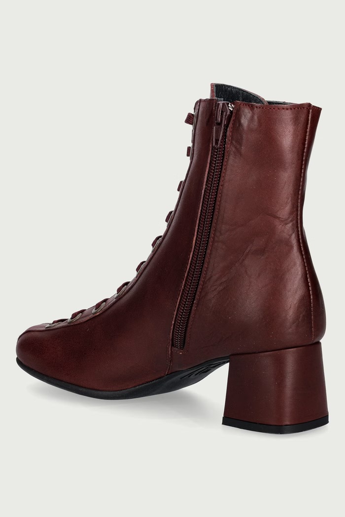 Boty Fly London Kotníkové boty na sloupku dámské kožené PERK559FLY P145559002 burgundské