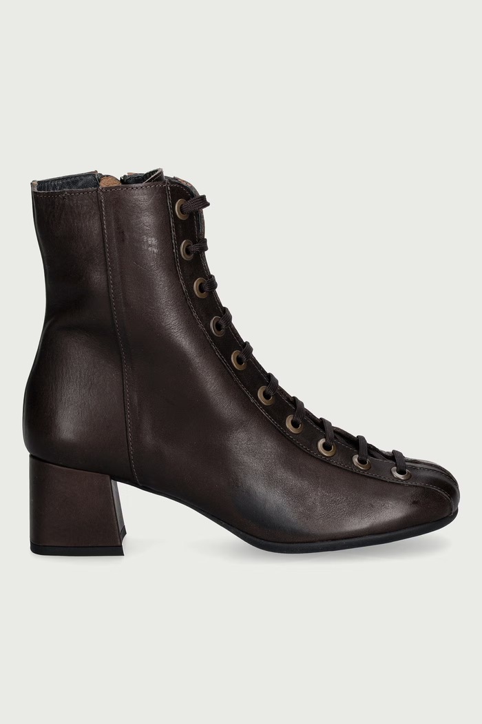 Fly London Botine pentru femei din piele PERK559FLY P145559001 maro AW26