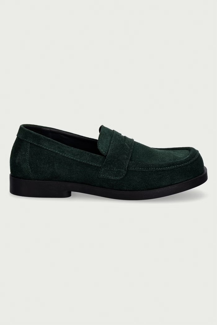 Fly London loafersy damskie zamszowe ANKI534FLY P145534002 zielony AW26