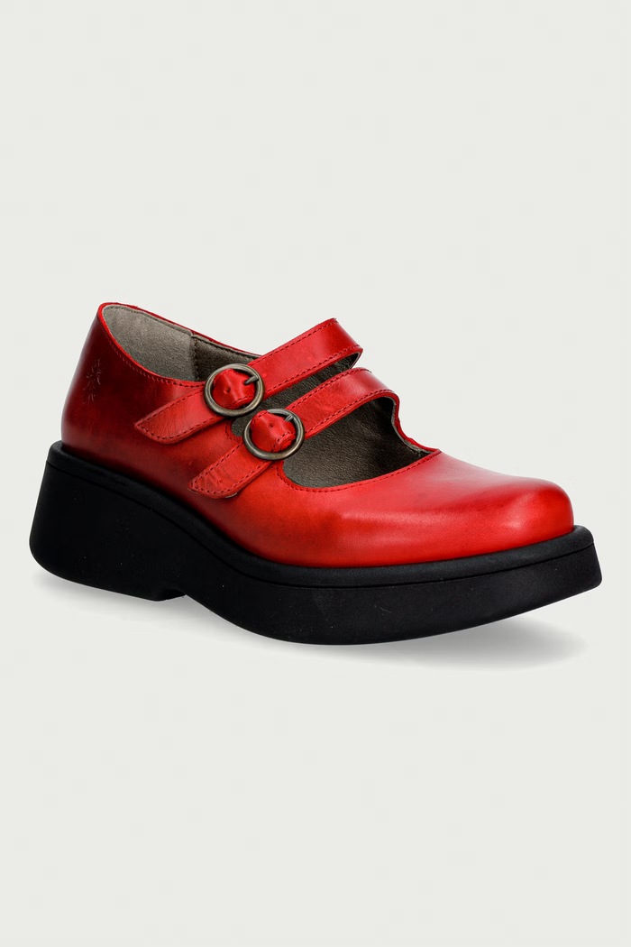 Fly London Poltopánky dámske kožené MILY532FLY červená P145532002