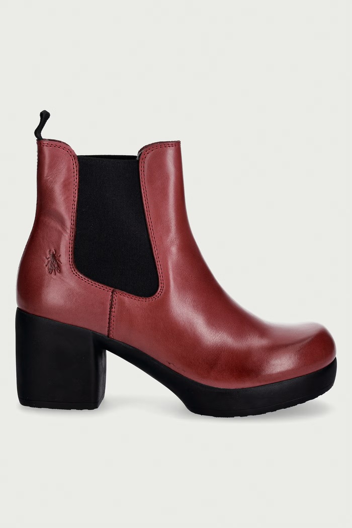 Fly London gležnarski čevlji ženski usnjeni FAMY524FLY P145524001 bordo AW26