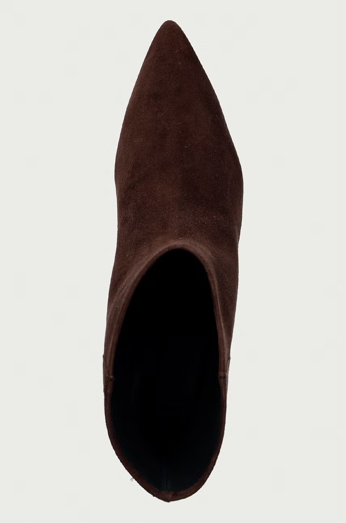 Weekend Max Mara botki na niskim obcasie damskie zamszowe brązowy 2625796014600.CHOCOLATE