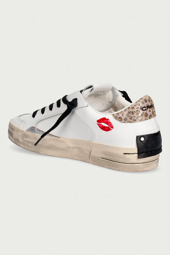 Παπούτσια Crime London SK8 DELUXE sneakers γυναικεία δερμάτινα 88113AA9.10 λευκό