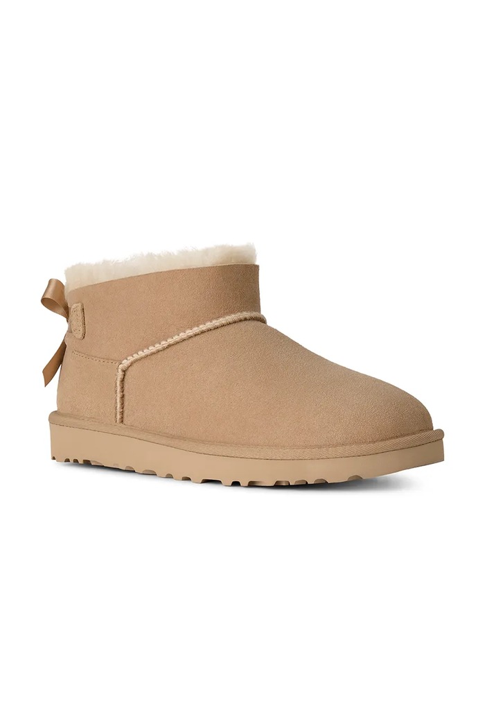 UGG W Ultra Mini Bailey Bow μπότες χιονιού γυναικείες σουέτ 1185491.SAN μπεζ AW26