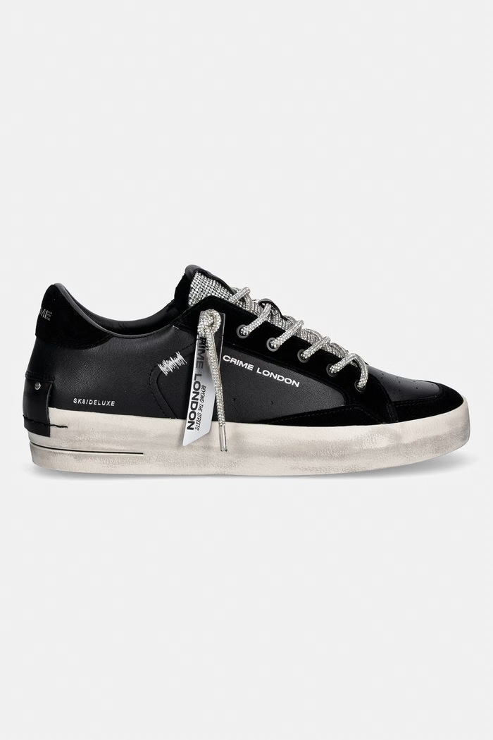 Crime London SK8 DELUXE WEDGE superge ženske usnjene 23150AA9.20 črna AW26