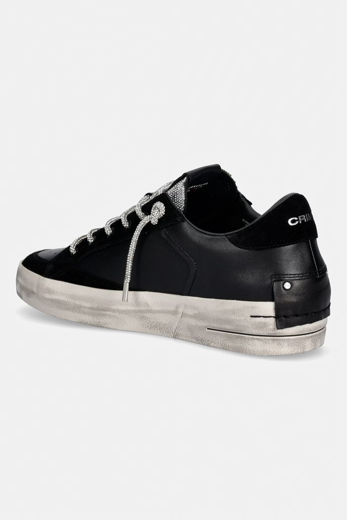 Obutev Crime London SK8 DELUXE WEDGE superge ženske usnjene 23150AA9.20 črna